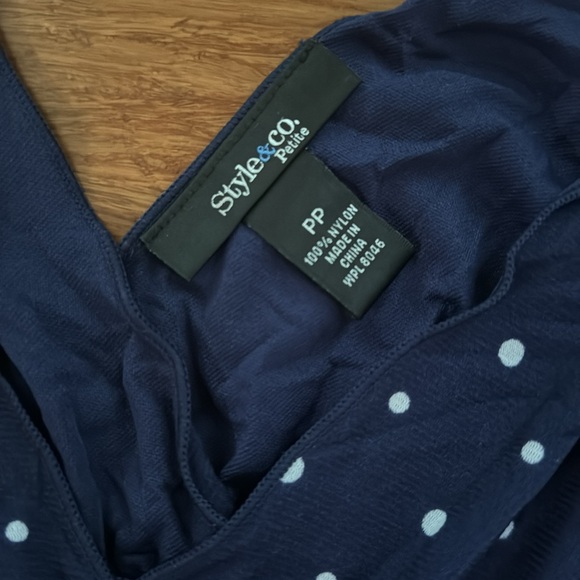 Style & Co Polka Dot Trapeze Swing Midi Dress Sleeveless Black/White Women’s PS - Picture 3 of 5